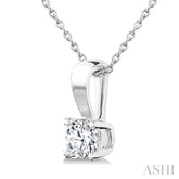 1/4 Ctw Prong Set Round Cut Diamond Solitaire Pendant With Chain in 14K White Gold
